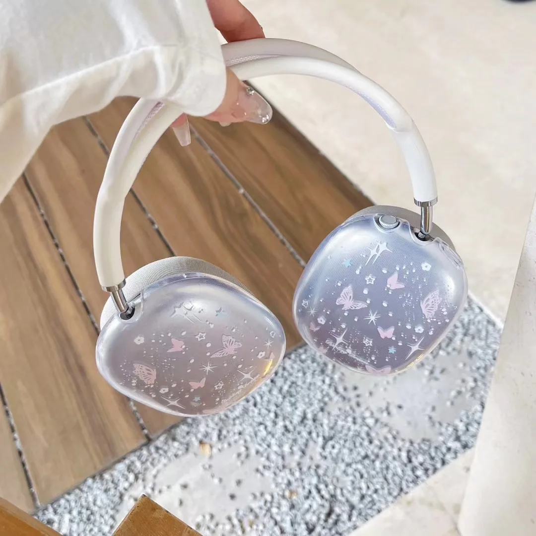 

Transparent Cartoon Cute Suitable for Apple AirPods Max Protective Case Anti Drop Simple Earphone Case Ins