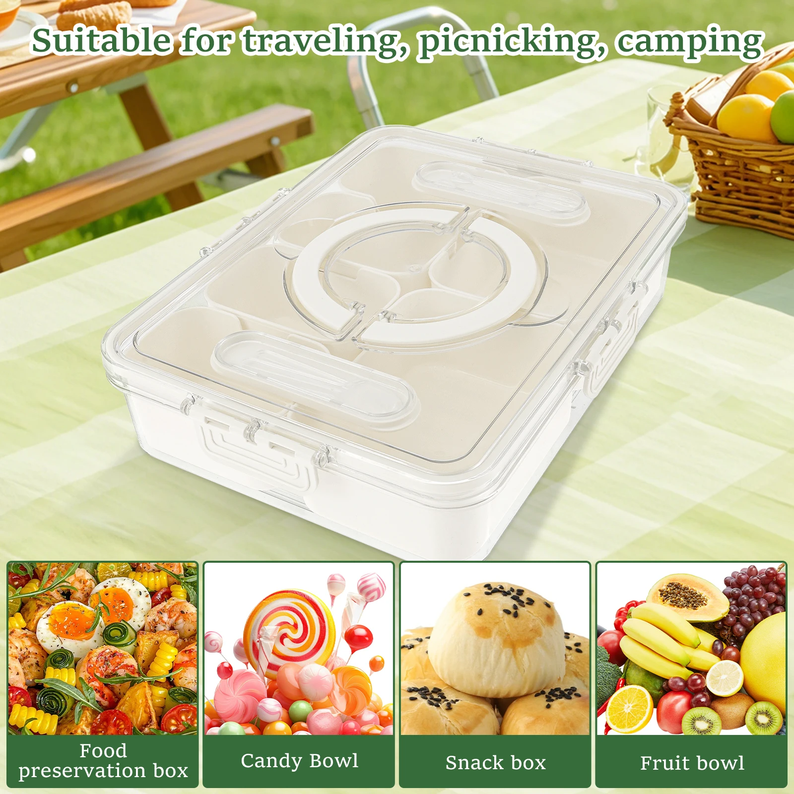 Bamboo Serving Tray with Clear PET Lid – Food Safe Storage & Serving Solution 19 S83e0211432b940c7acc1a43b994eda4dD