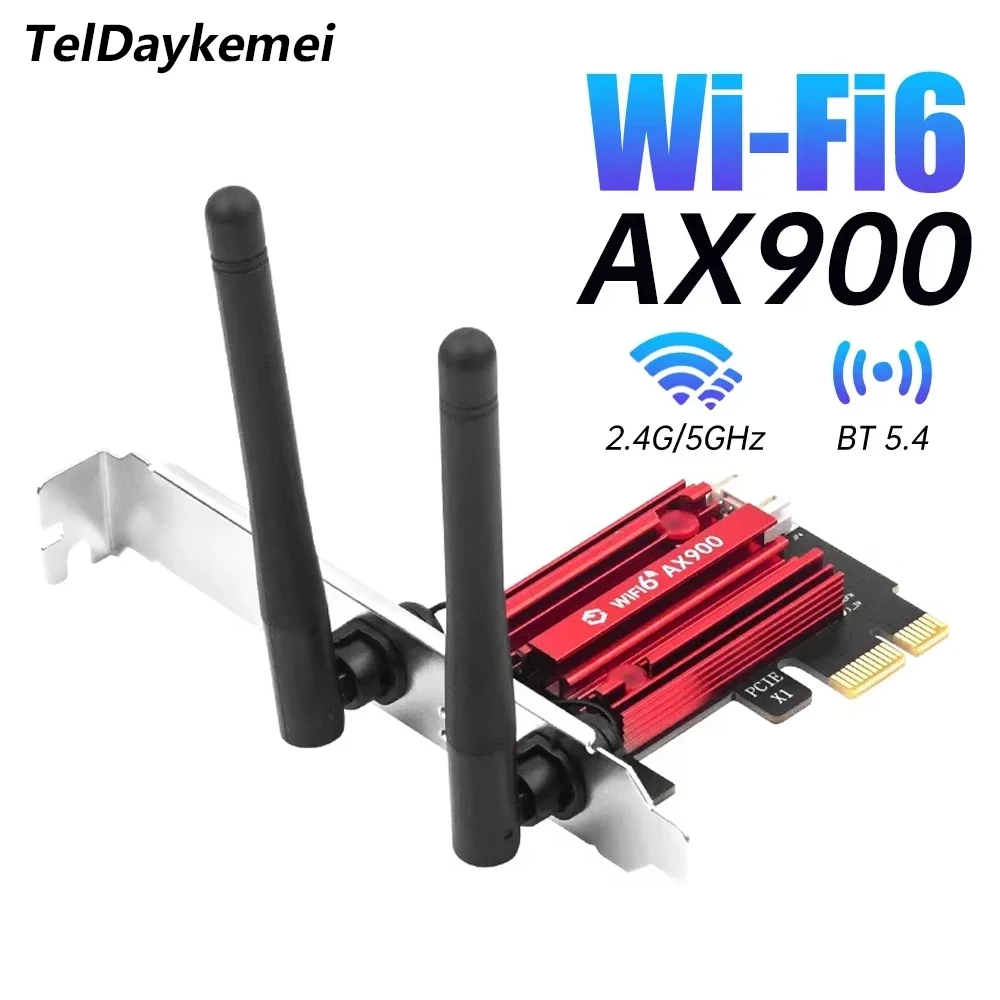 듀얼 밴드 WiFi 6 AX900 블루투스 5.4 PCI-Express 무선 어댑터 네트워크 카드 (데스크탑 PC 윈도우 10/11용)