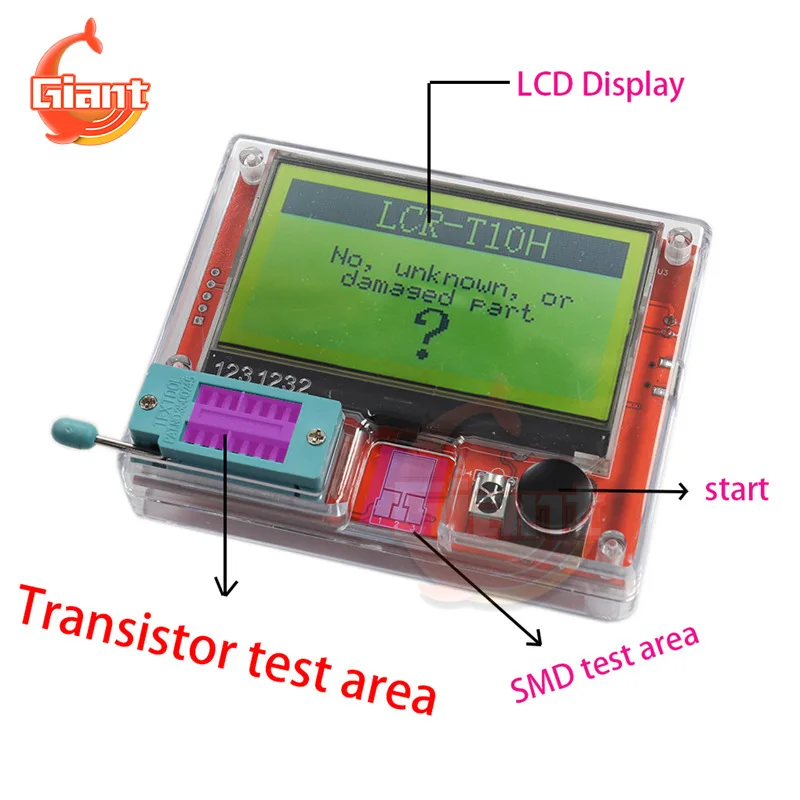 LCR-T10H 3 in 1 디지털 트랜지스터 테스터 배터리 커패시턴스 테스터 멀티미터 다이오드 3극 커패시터 저항 테스트 미터