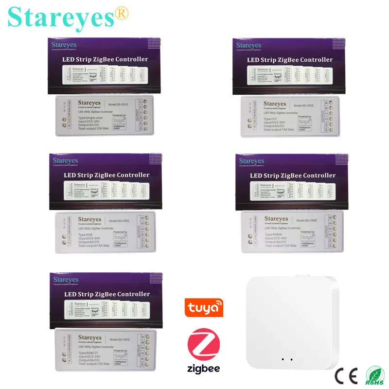 LED Strip Smart Tuya Zigbee Controller Warm white CCT RGB RGBW RGBCCT LED Tape Alexa Home Alice APP Control Zigbee Gateway Hub moeshouse tuya zigbee3 0 radiator actuator valve white moeshouse tuya zigbee3 0 zhub w smart gateway