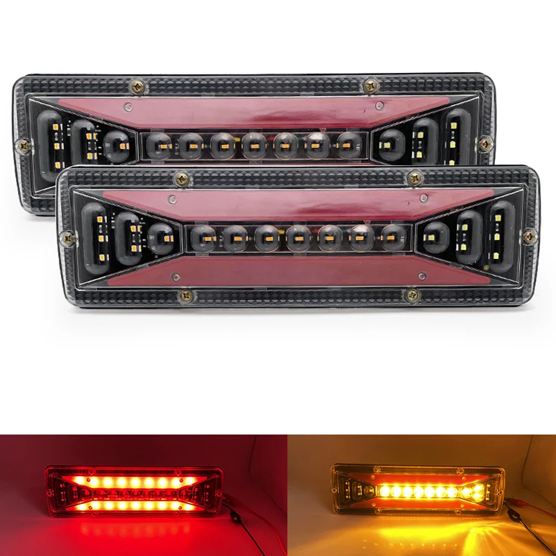 

2X Flowing Turn Signal Light 100 LED Rear Tail Light Lamps Waterproof Truck Lighting Trailer 12V 24V Brake Stop Lights