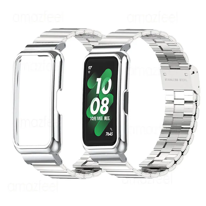 

For Huawei Band 8 7 Strap Case Protector For Huawei Band 6 Pro Stainless Steel Watchband For Honor Band 7 6 Metal Bracelet Cover