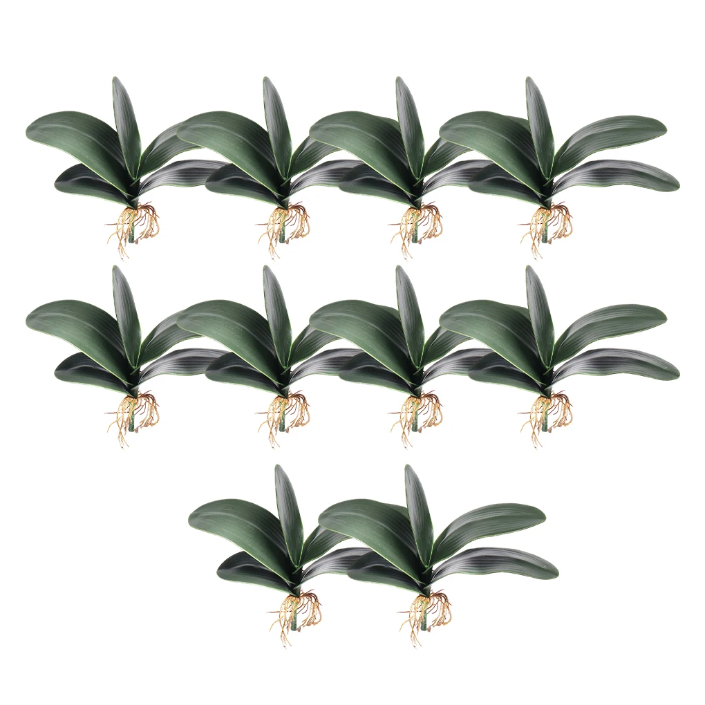 

10 Pieces Artificial Plants Leaves Plastic Phalaenopsis Leaf Office