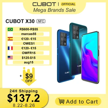 Cubot X30 8GB Smartphone 48MP Five Camera 32MP Selfie NFC 256GB 6.4" FHD+ Fullview Display Android 10 Global Version Helio P60 1