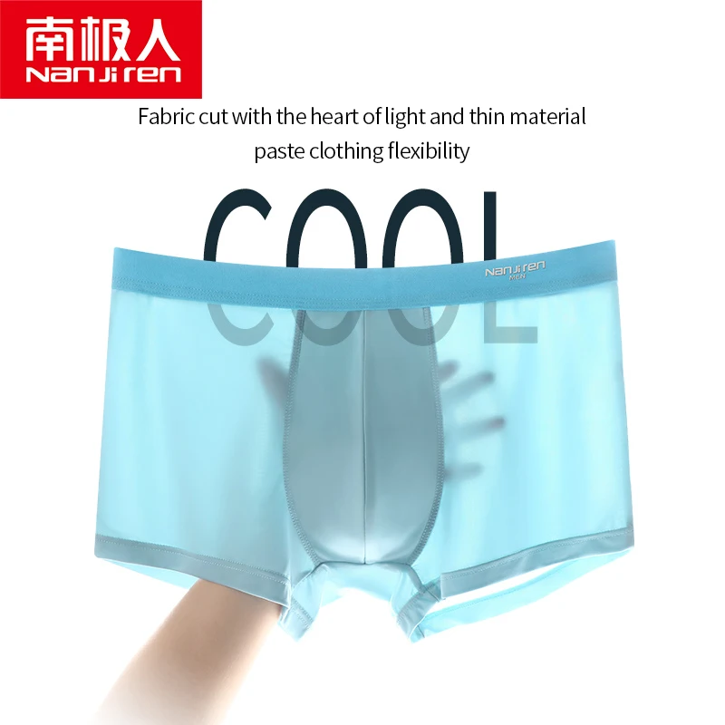 Nanjiren Men Underwear 3A Grade Antibacterial Boxer Light-thin Solid Underpants Soft Breathable High Elastic 4pcs Male Panties