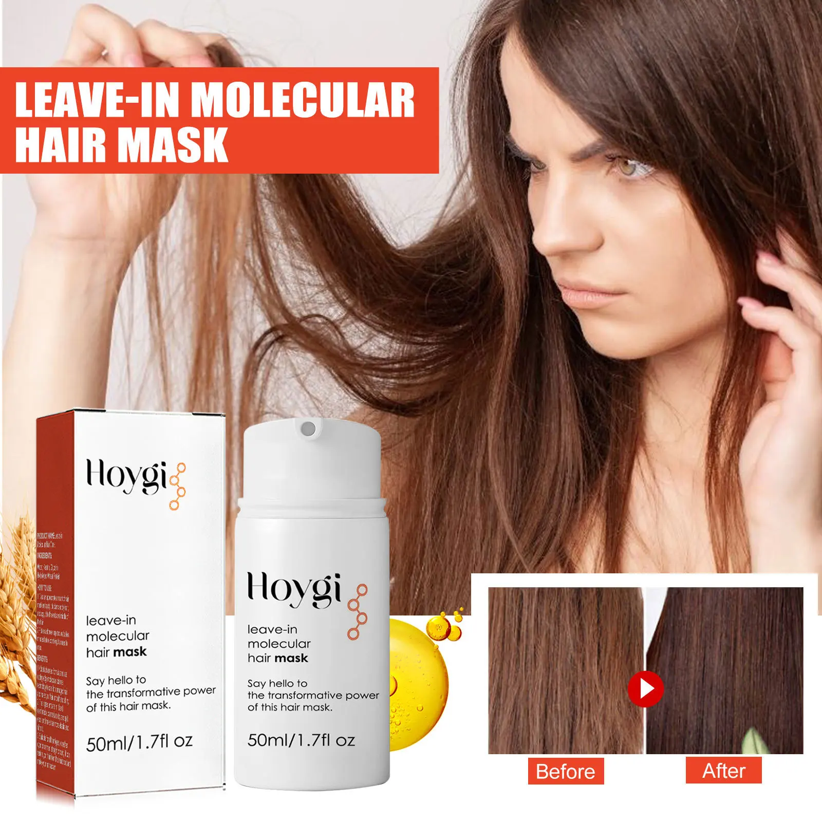 50ml Hoygi Wash-Free Hair Care Mask Repair Hair Tail Hot Dyeing Damaged Dry Dry Manic Soft Lasting Fragrance Hair Care Mask