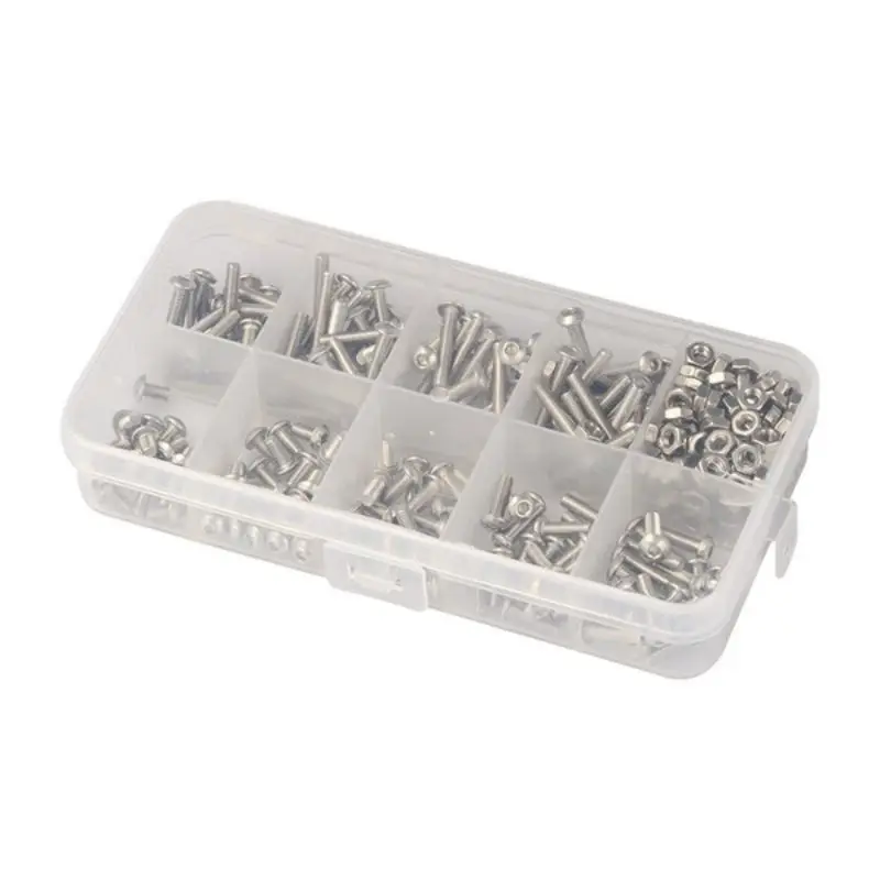 340PCS/SET M3 Stainless Steel Hex Socket Screws Nut Set With Box
