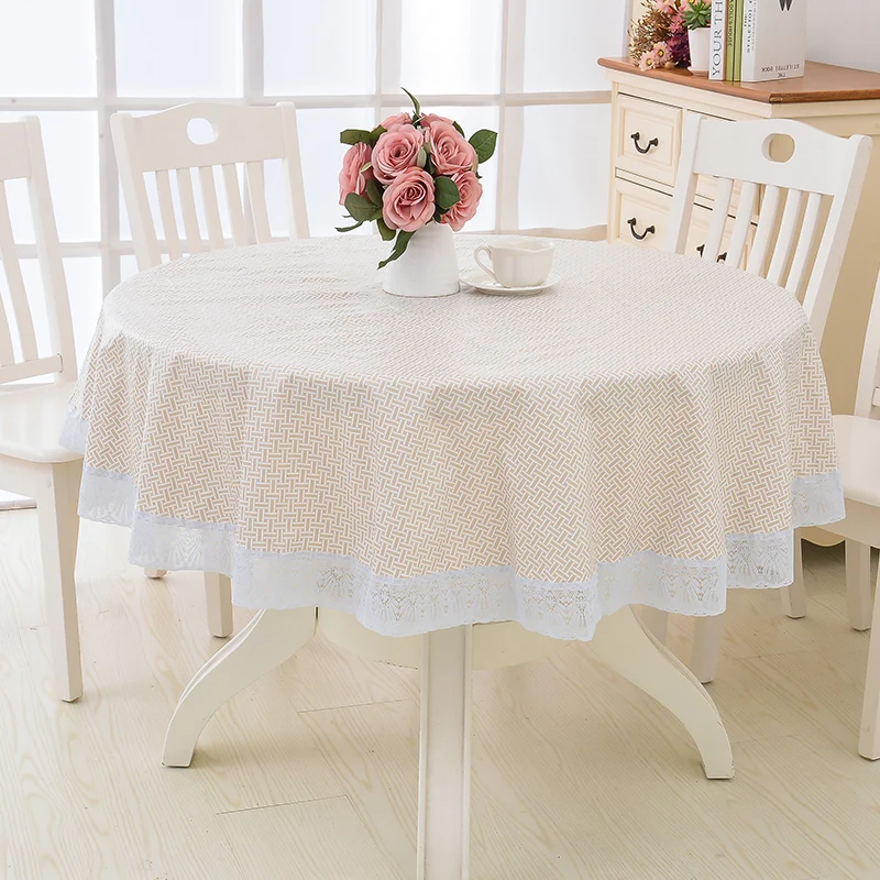 

C47Round tablecloth hotel plastic round tablecloth waterproof and oil-proof no-wash anti-scalding large round table tablecloth