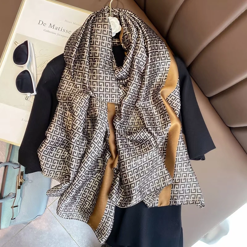 

2021 New Design Brand Silk Scarves Summer Women Shawls and Wraps Print Hijabs Scarfs Foulard Femme Pashmina Beach Stoles Luxury