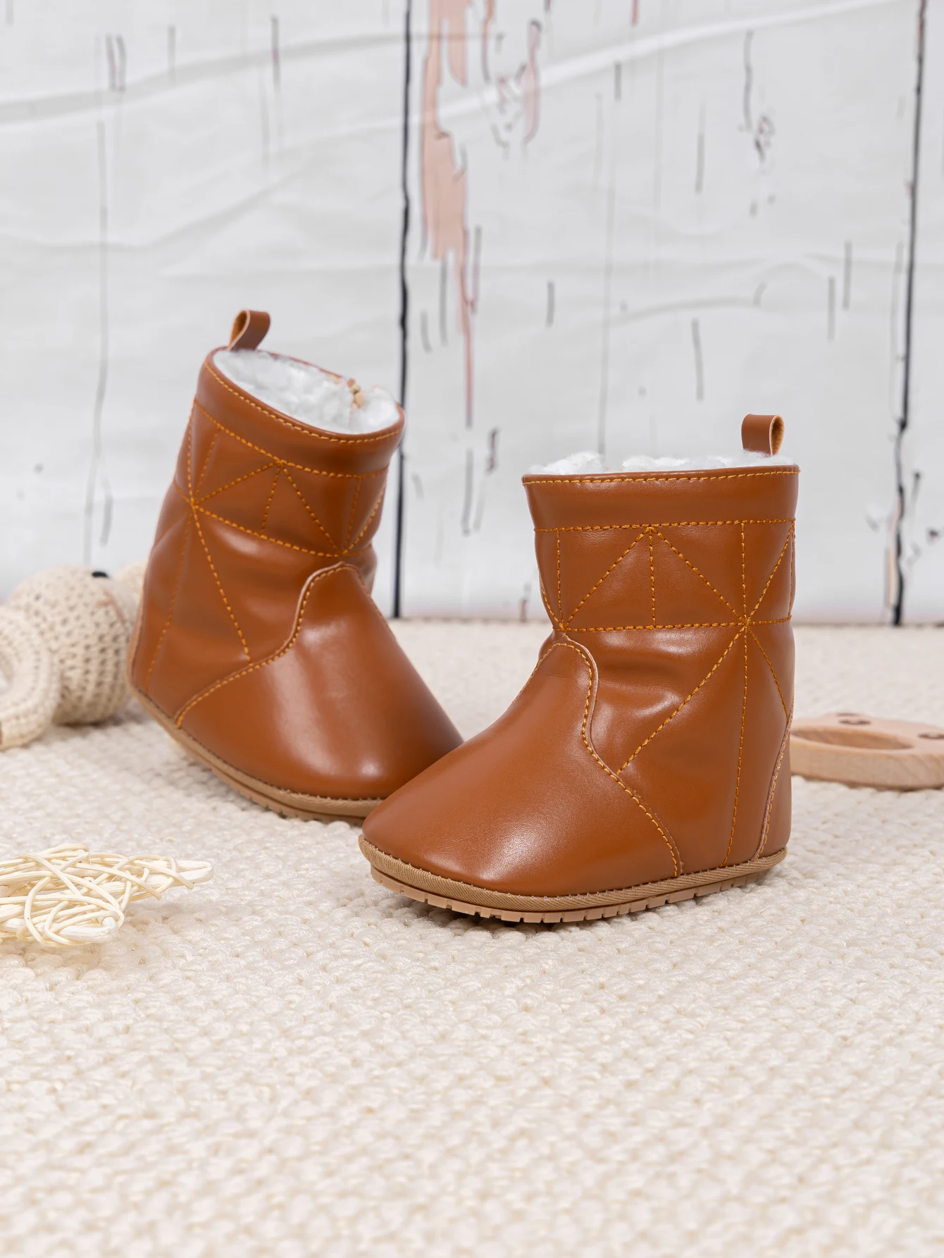 Meckior Neugeborenen Baby Stiefel Plüsch Winter dicken Boden warme Socken Stiefel weichen Boden bequeme Anti-Rutsch-Stiefel Kleinkind Schneeschuhe – Detail 5