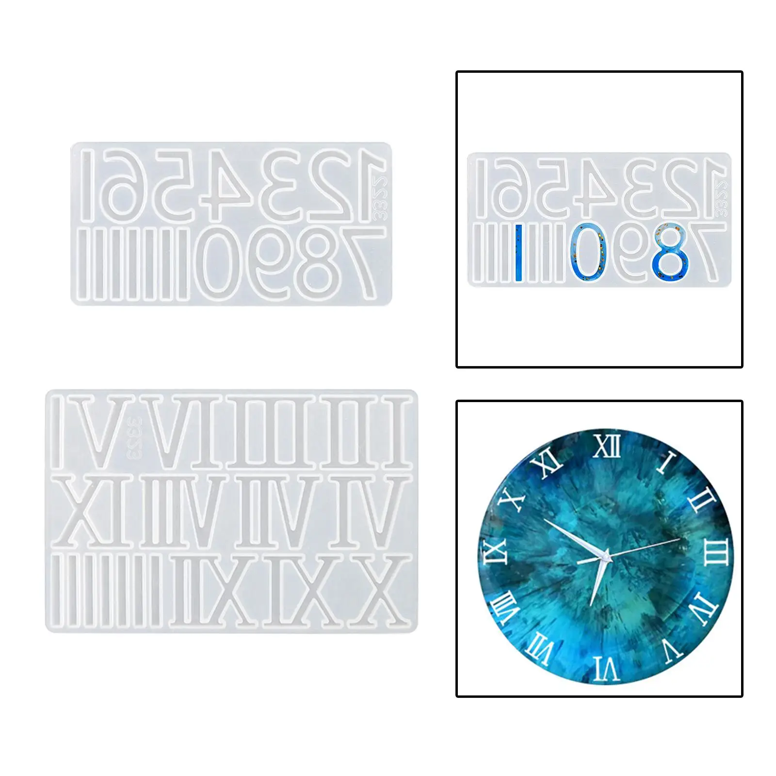 Numerals Mould including Arabic and Roman Numbers for Home Decor Wall Clocks