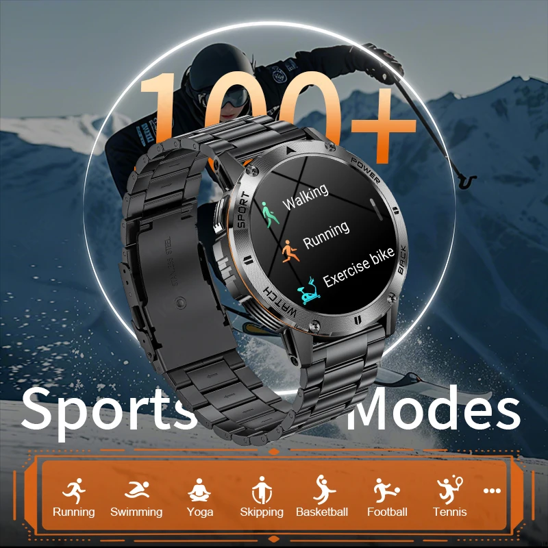 LIGE Outdoor Military Smart Watch Men 1.53" AMOLED Screen GPS trackr Waterproof Bluetooth Call Sports Braceletes For Android IOS