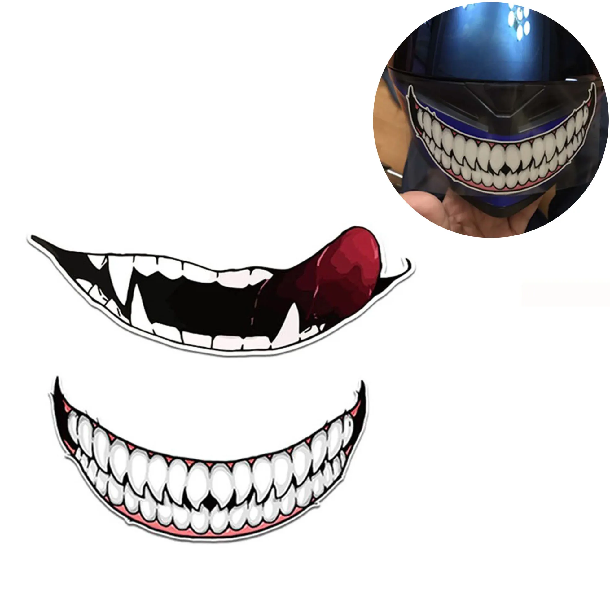 Evil Tooth Motorcycle Helmet Sticker Dark Personality Tooth Decoration