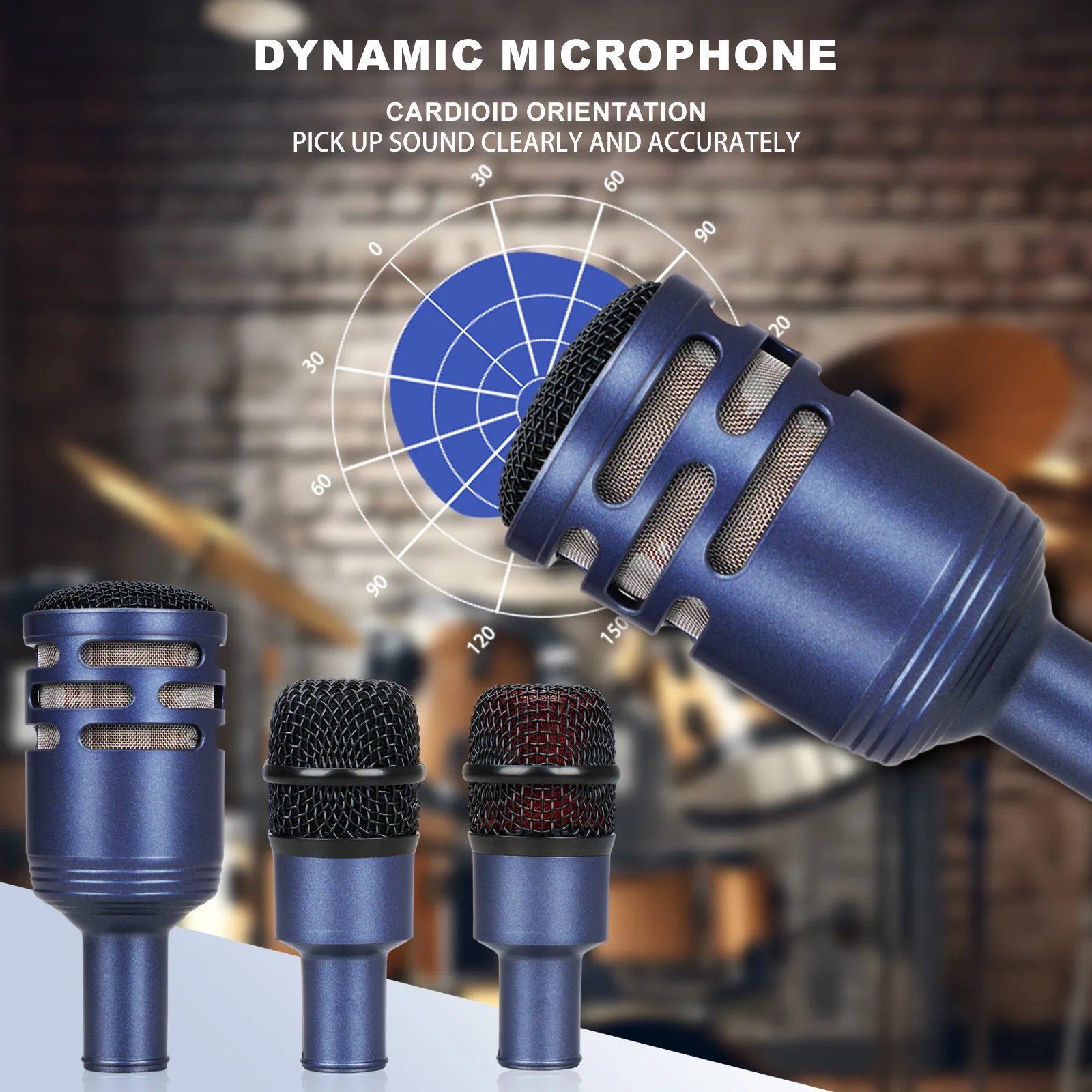 (paper box )7-Piece Wired Dynamic Drum Microphone Kick Bass, Instrument Tom/Snare & Cymbals Mic Set Instrument Mics