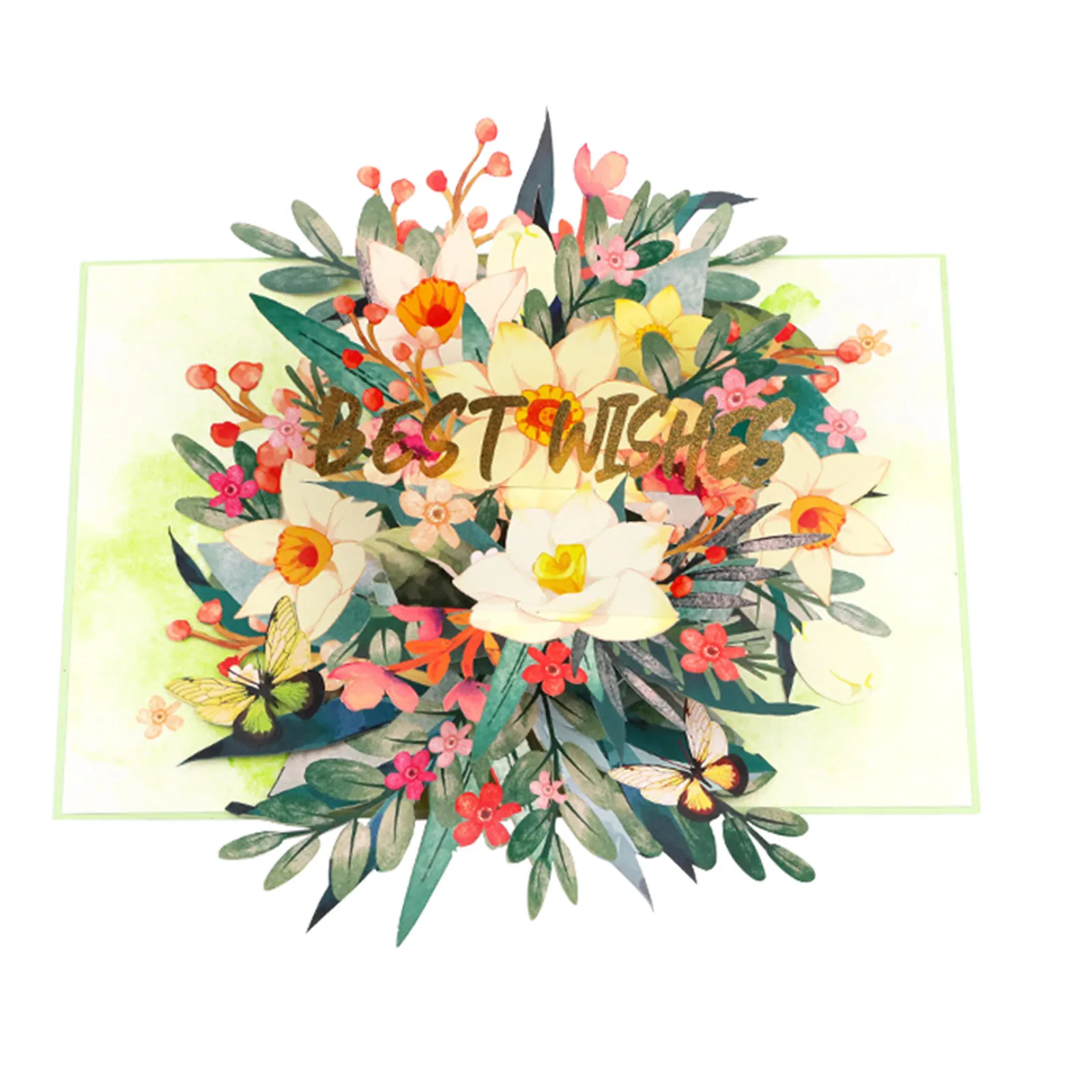 3D Butterfly Flowers Pop Up Greeting Cards Valentine's Day Hot Stamped Wedding Birthday Invitation Greeting,Paper Card Envelop