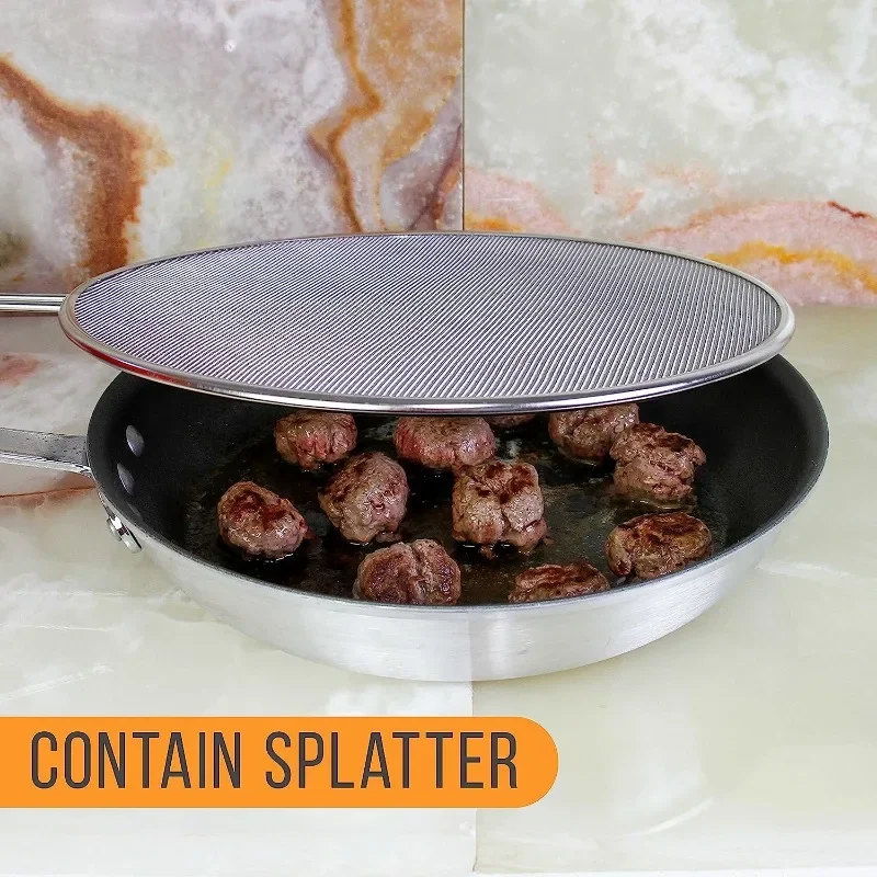 Description Picture 5 of itemKitchenware Splatte Stainless Steel Frying Pans Grease Oil Guard Cooking Splash Protection Lid