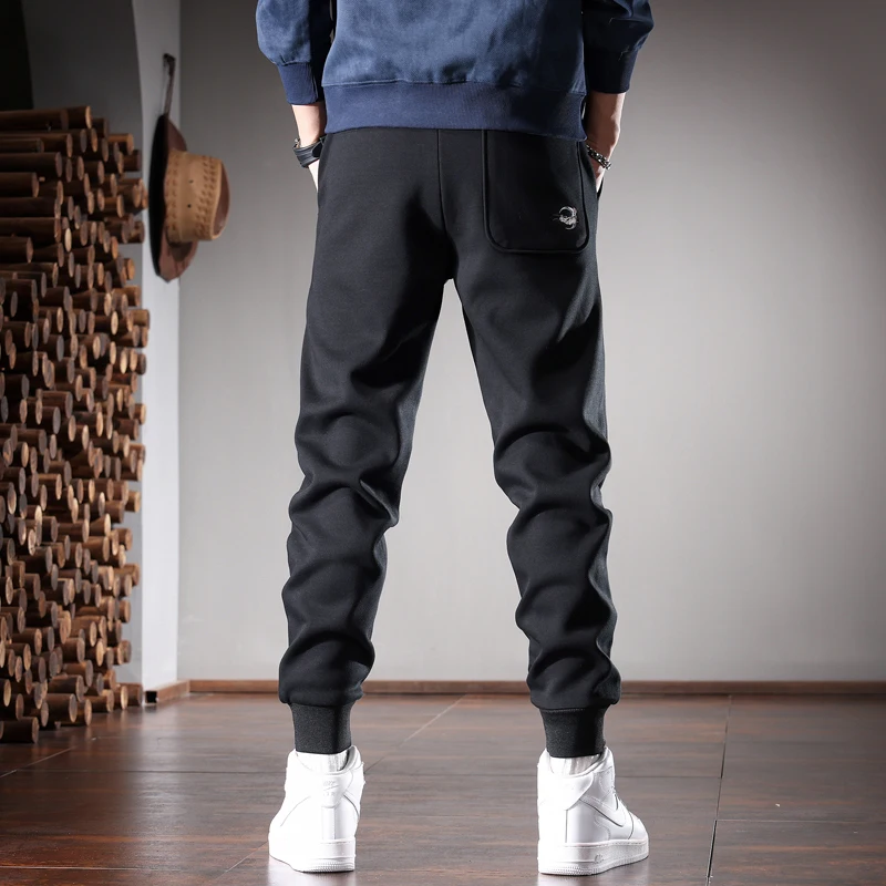 Black Sweatpants Men Autumn Clothing Casual Sports Slim Fit Pencil Pants Embroidery Elastic Waist Drawstring Jogging Trousers