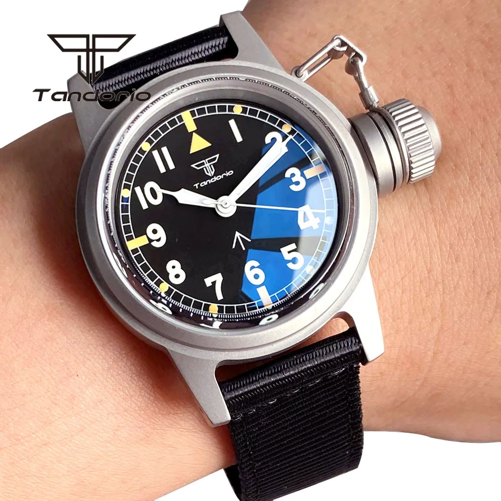 Tandorio 36mm Diving Frog Watch Case Domed Sapphire Crystal Automatic Watches for Men Luminous NH35A PT5000 Model Nylon Strap