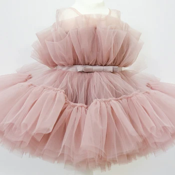 Girls Wedding Princess Dress Baby Kids Elegant Party Tutu Fluffy Prom Gown Children Bridesmaids Evening Tulle Birthday Dresses 1