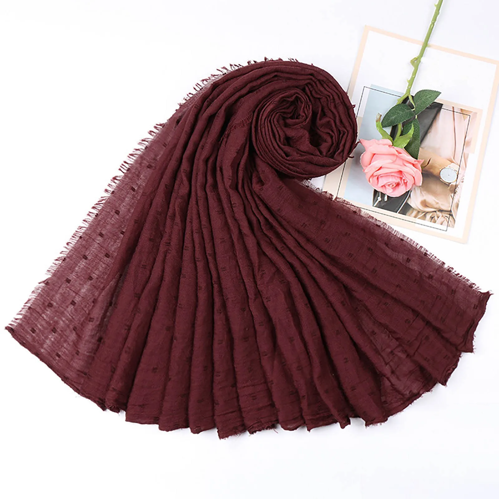 

Muslim Crinkle Women Hijab Scarf Soft Cotton Headscarf Islamic Casual Head Wraps Cap Femme Musulman Arab Hijab