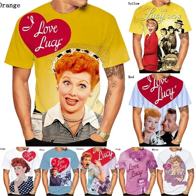 

New Fashion Summer Hot Sale 3D I Love Lucy Men'swomen's T Shirts 3D Printing Short-sleeved Round Neck Men's Tops Large Size Tees