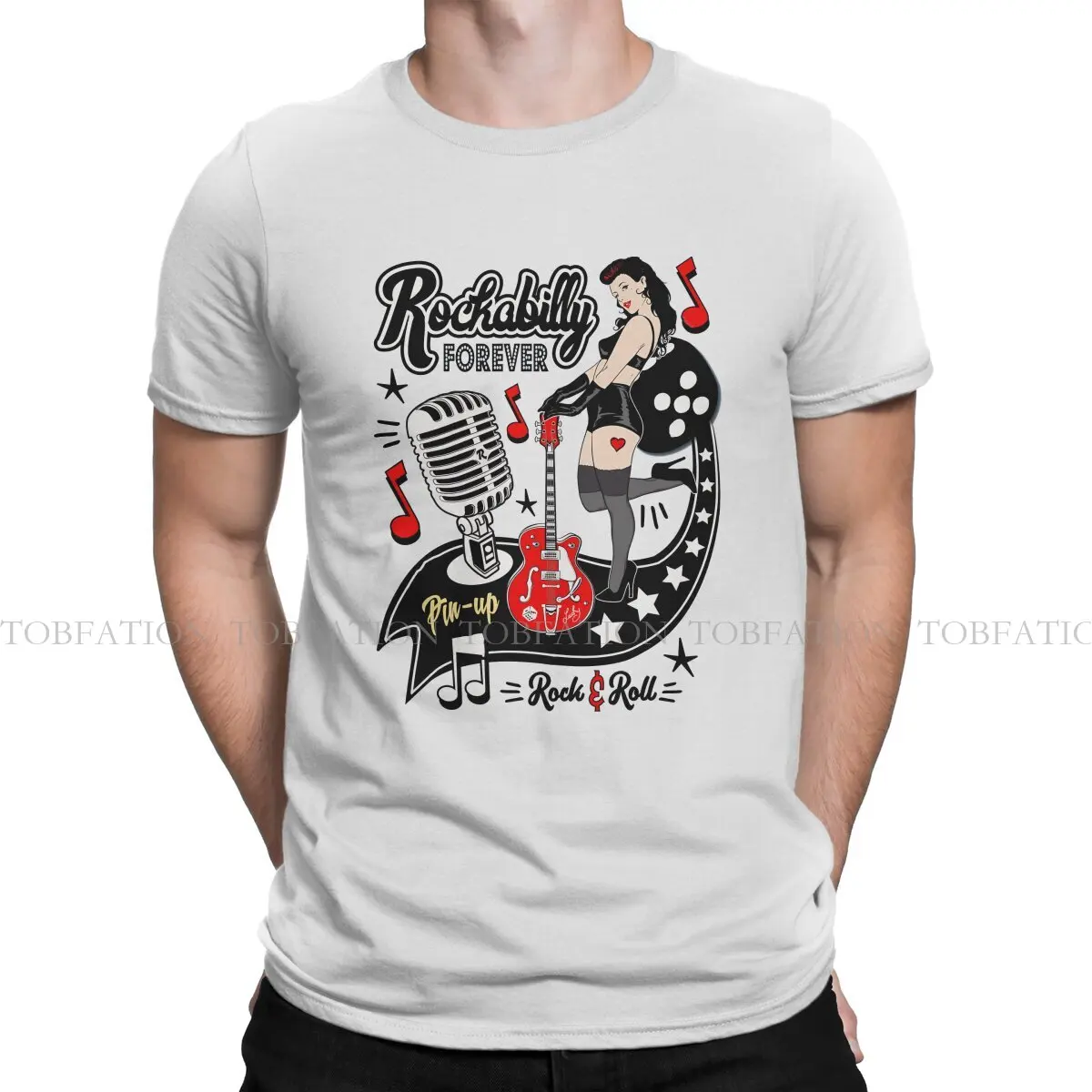 

Rockabilly Style Pin Up Girl Guitar Dice Vintage Classic Hip Hop TShirt Rock N Roll Style T Shirt Men Short Sleeve