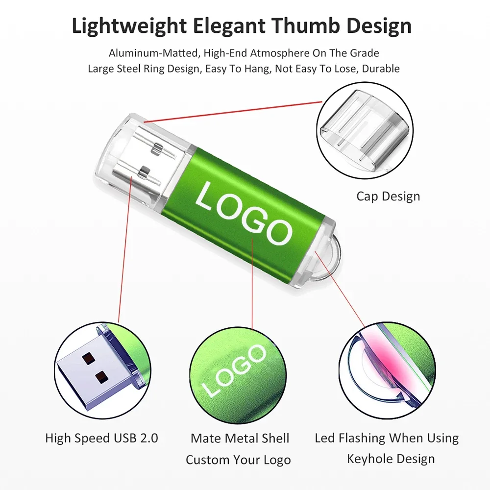 10PCS Free custom logo USB Flash Drive Pen Drive typec to usb 1GB 2GB 4GB 8GB 16GB 32G 64GB 128GB Memory Flash Disk