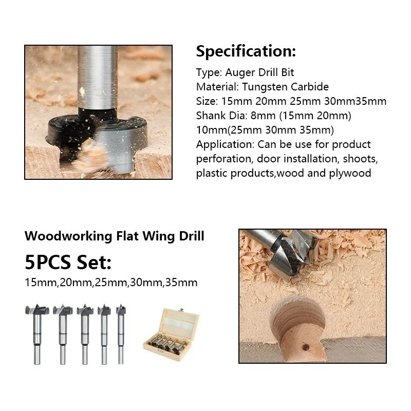 Set 5 Punte Forstner Per Legno - Diametri 15/20/25/30/35mm, Acciaio HSS, Per Fori Precisi E Puliti - Foto 10