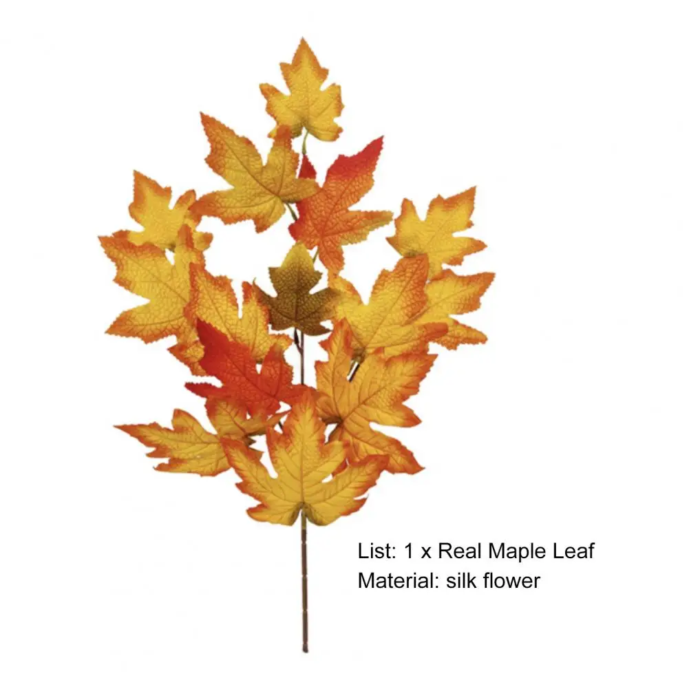 3 Forks 35*60cm Artificial Maple Leaf Non-fading Decor Fresh-keeping Autumn Harvest Halloween Imitation Maple Leaf Hotel Decor