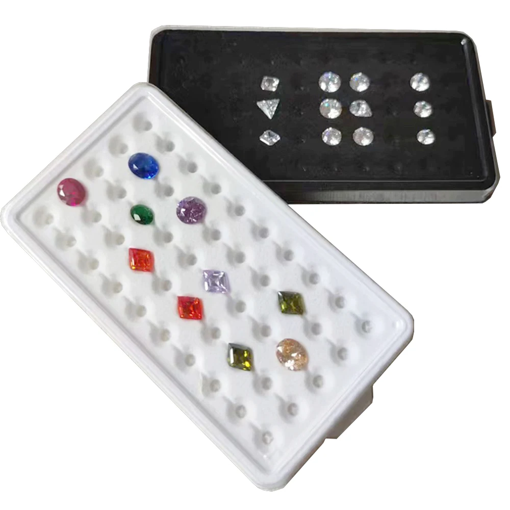 10-12mm Loose Diamond Storage Box 32 Positions Pearl Jewelry Organizer Package Box White Beads Stone Gem Display Cover Box Tray