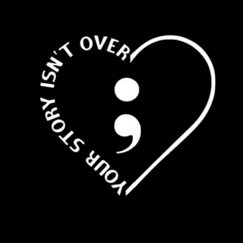 

Ваша история еще не закончена, забавные и креативные Мультяшные наклейки с сердцем Semicolon для мотоциклов, автомобилей, шлемов, окон и бамперов