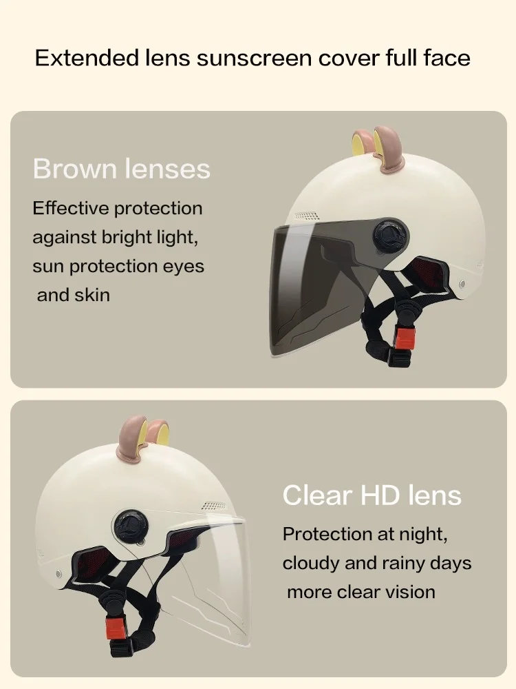 helmet Electric vehicle lady summer Sun protection Long mirror for shading motorcycle Safety hat Four seasons univer