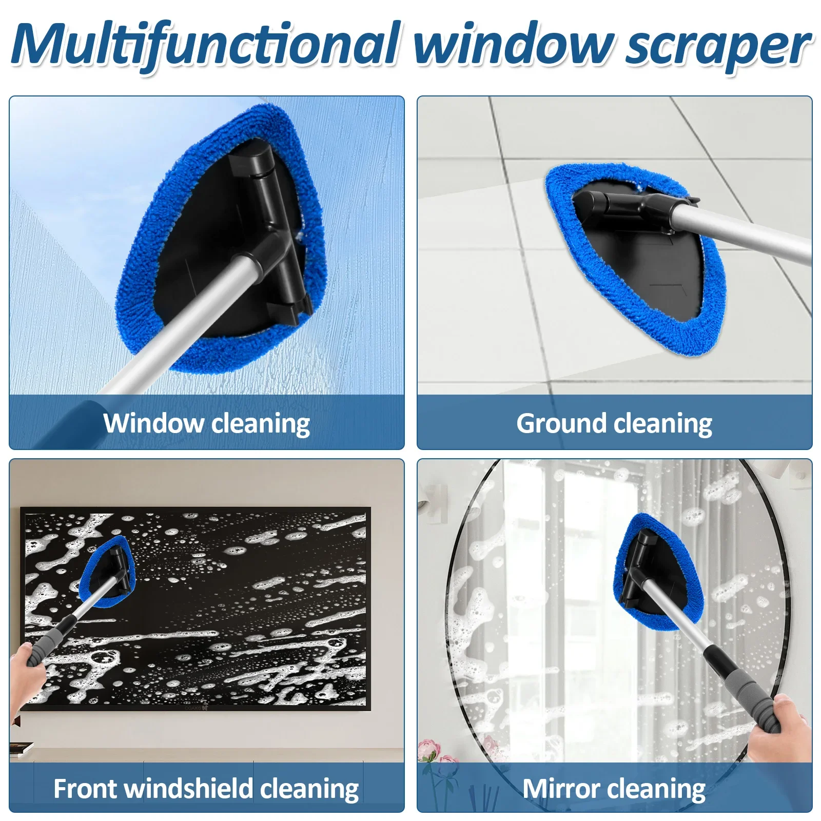 18.5 Inch Car Window Cleaner with Rotating Head AdjustableHandle Strong Water Absorptionfor Windshield & Mirror Cleaning at Home