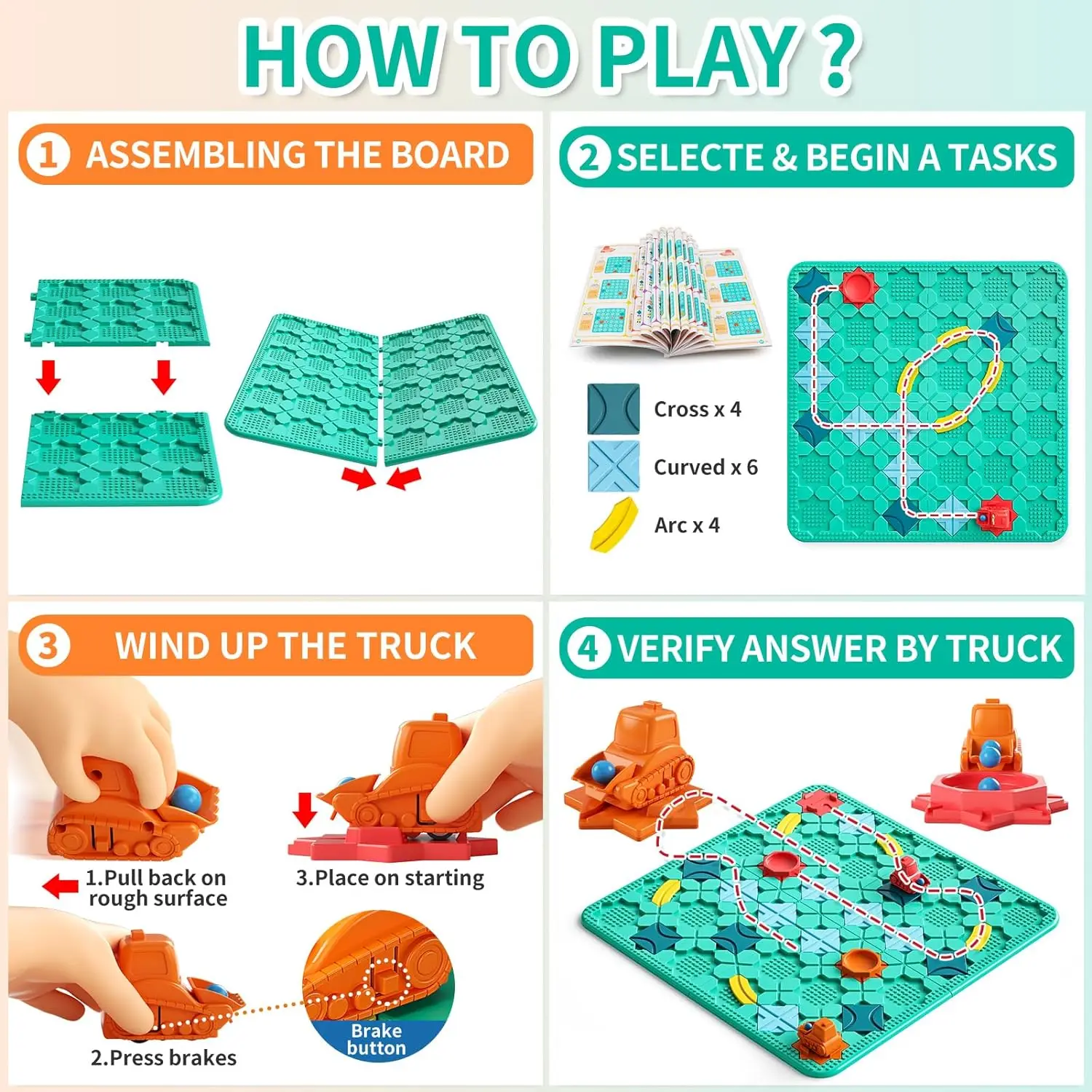 Logical Road Builder Games STEM Family Board Game Large Educational Smart Brain Teasers Puzzles Toys Early Montessori logical road builder game