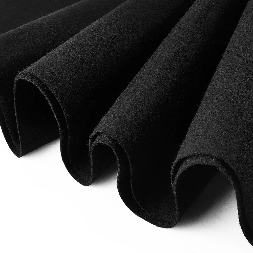 Felt Fabric Sheet 10FT 15.75 Inch Wide Black Felt Roll Nonwoven 0.9mm Thick Craft Patchwork Sewing