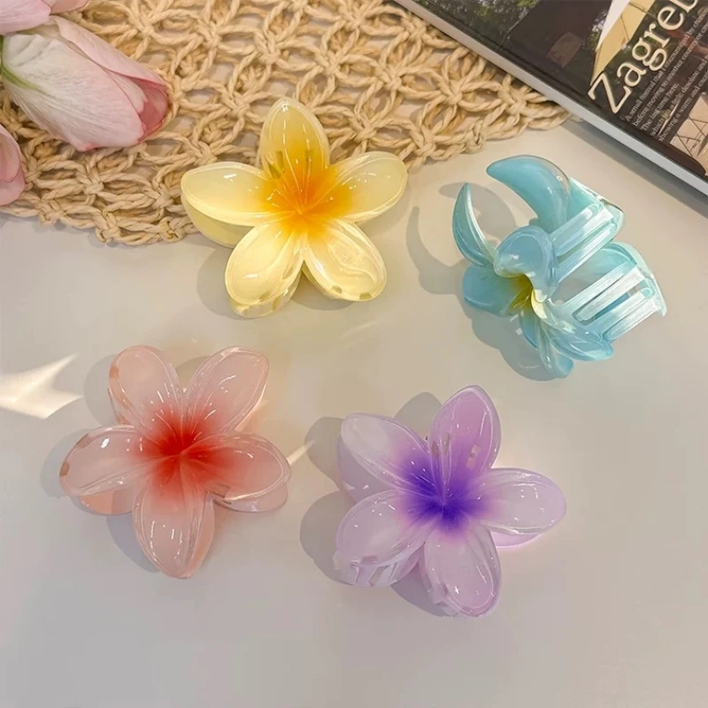 Hair Clips 8cm Gradient Egg Flower Hair Accessories Grab Clip Women Summer Hawaiian Style Headdress