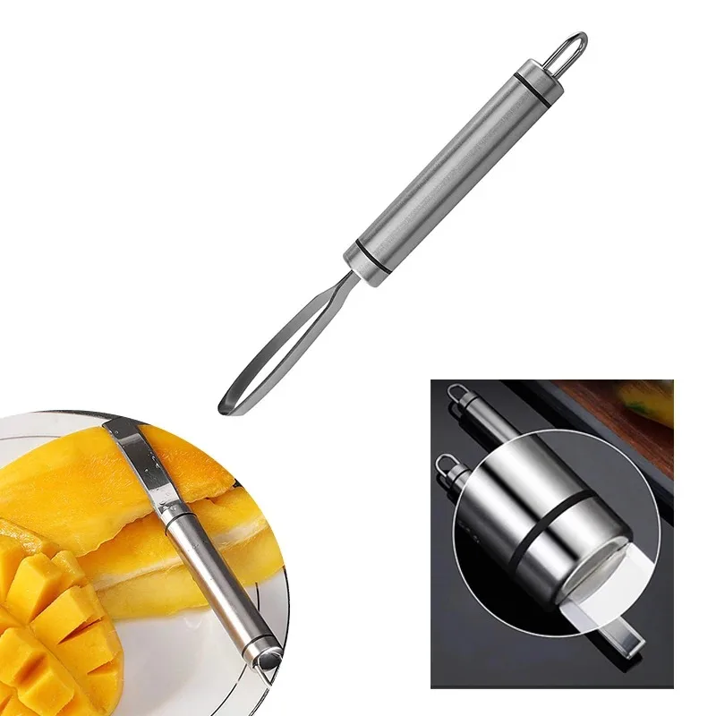 Stainless Steel Mango Core Slicer Multi-Purpose Fruit Peeler for Mango Pineapple Peeling and Slicing Efficient Kitchen Tool