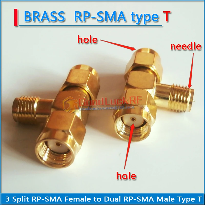 

RPSMA 3 Way Splitter RP SMA RPSMA RP-SMA Female to Dual RP SMA Male Gold Plated Brass Coaxial RF Adapter Connector Socket T-Type