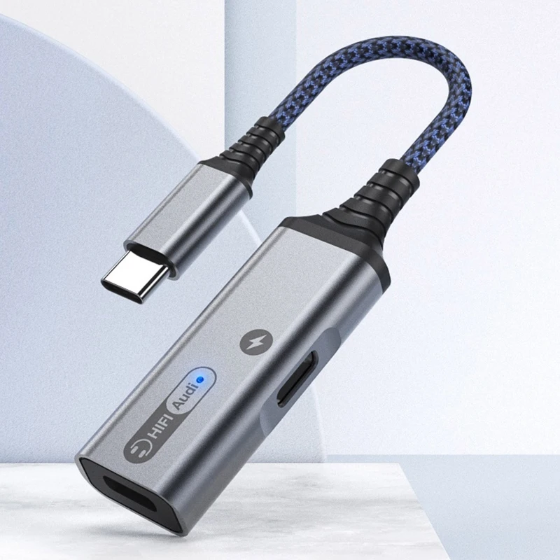 2 in 1 Aux 오디오 케이블(유형 PD 60w 충전 어댑터 포함) 휴대 전화 변환기 P8DC용 USB  3.5mm 잭 분배기