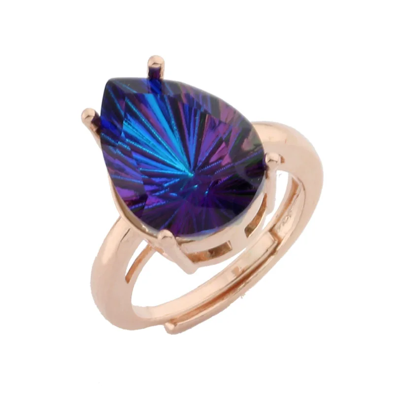 Новинка 2022, модное кольцо в форме большой капли воды, дизайн 585, цвет розового золота с медным кольцом для женщин, свадебные модные украшения