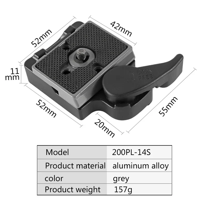 Manfrotto Quick Release Plate 200PL-14 Quick Release Clamp Aluminum Lightweight for Manfrotto Camera Accessories