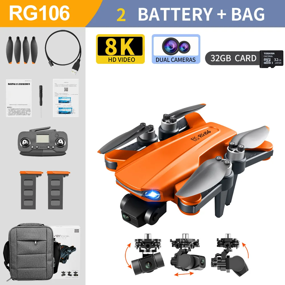 2022 New RG106 Drone 8k Dual Camera Profesional GPS Drones With 3 Axis Brushless Rc Helicopter 5G WiFi Fpv Drones Quadcopter Toy mini rc helicopter RC Helicopters