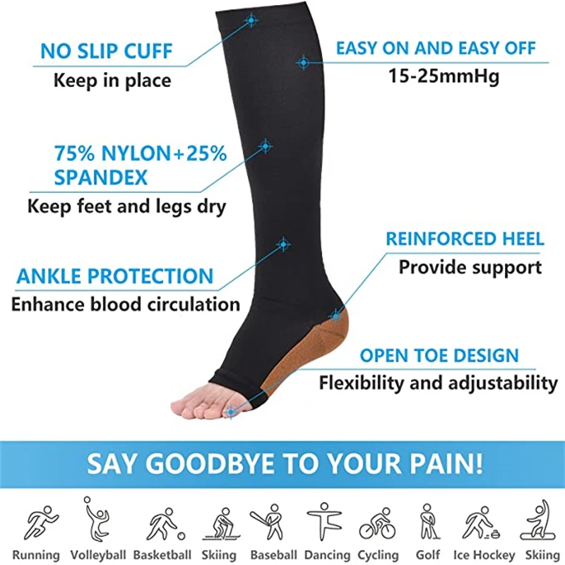 Compression Stocking 10 Styles Prevent Calf Varicose Veins Soreness Pressure Cycling Professional Leg Support Nurse Women Socks