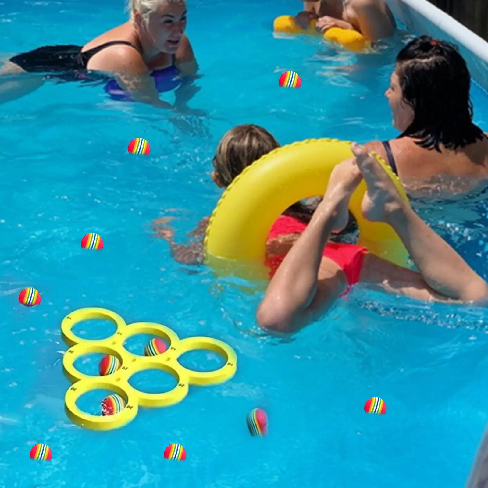 hot sale Pool Games Set with 10 Balls Pool Floating Throwing Games Floating Ring for Kids Adults Swimming Pool Water Game