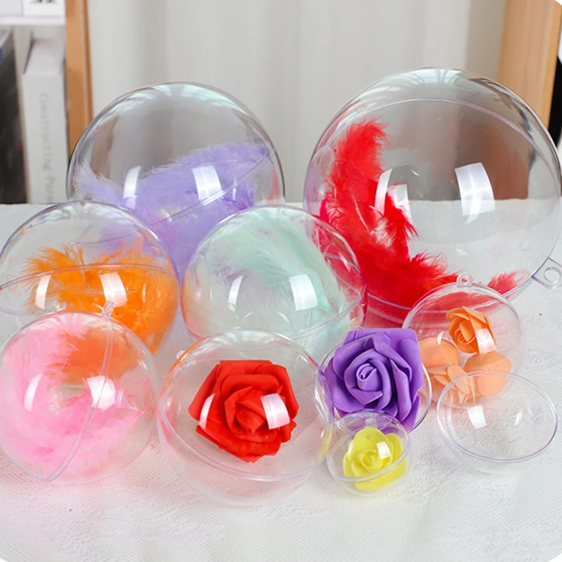 5-10CM Christmas Transparent Ball Plastic Fillable Bauble Xmas Tree Hanging Ornaments Decoration for Home Wedding Party Gift Box for christmas decorations
