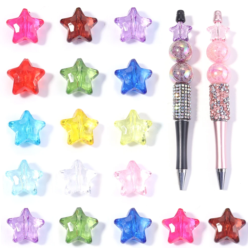 Colorful Five-Pointed Star Acrylic Beads Set for DIY Jewelry and Accessories (30 Pieces)