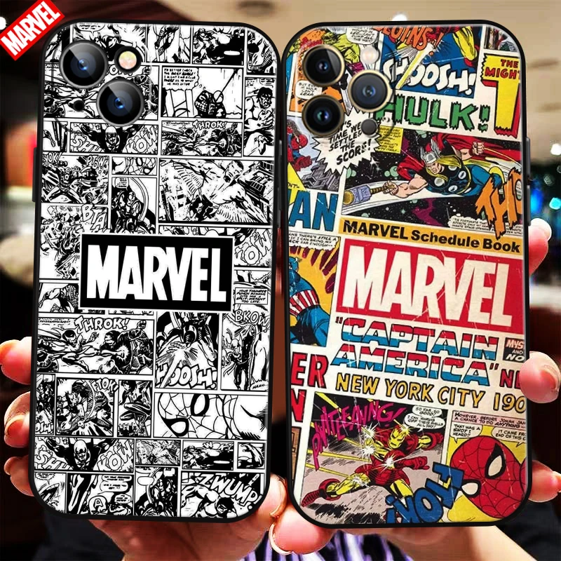 Чехол для телефона с логотипом комиксов Marvel Apple iPhone 13 12 11 Pro Max Mini X XR XS SE 5S 6 6S 7 8 Plus