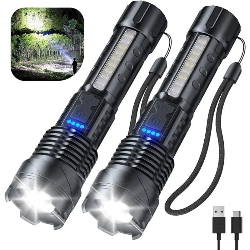 

Flashlight High Lumens Rechargeable 2 Pack,Bright Led Flashlights with 7 Light Modes,IPX6 Waterproof,for Camping Emergencies