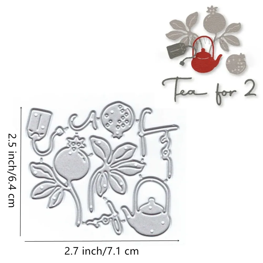 Pomegranate Teapot Label Metal Cutting Dies for Card Making Paper Embossing Mold Die Cuts Sets Album 2024 New Scrapbook Stencils